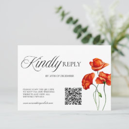 Tarjeta De Confirmación De Asistencia Orange Floral Watercolor Poppies 