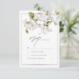 Tarjeta De Confirmación De Asistencia Orchids Frame Elegant Tropical Wedding