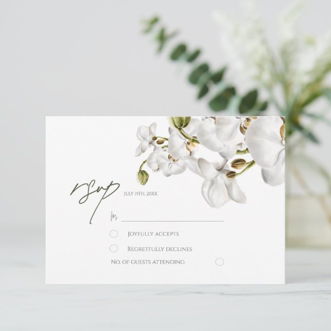 Tarjeta De Confirmación De Asistencia Orchids Frame Elegant Tropical Wedding (Anverso de pie)