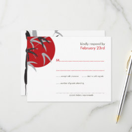 Tarjeta De Confirmación De Asistencia Oriental Amanecer Zen Jardín de Bambú Boda Asiátic