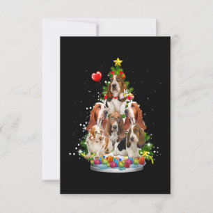 Tarjeta De Confirmación De Asistencia Ornamento del árbol de navidad de basset Santa Hat