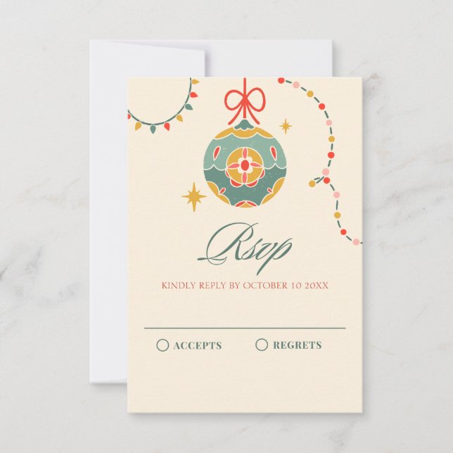 Tarjeta De Confirmación De Asistencia Ornamentos de Navidad (Anverso)