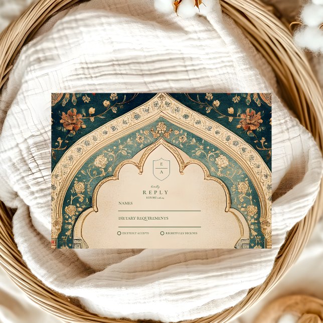 Tarjeta De Confirmación De Asistencia Ornate Elegant Floral Islamic Boda (Subido por el creador)