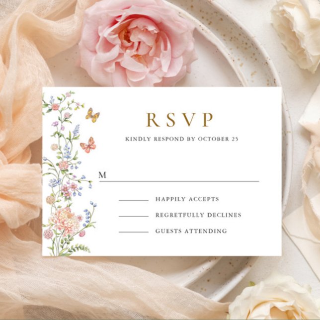 Tarjeta De Confirmación De Asistencia Ornate Grace Pastel Rubor Boda Floral (Subido por el creador)