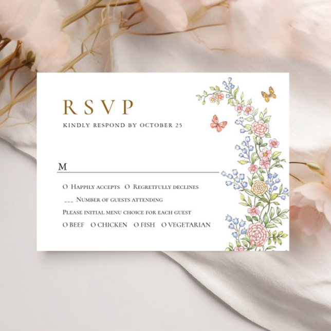 Tarjeta De Confirmación De Asistencia Ornate Grace Pastel Rubor Boda Floral (Subido por el creador)