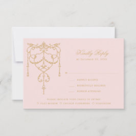 Tarjeta De Confirmación De Asistencia Ornate Vintage Pink Paris