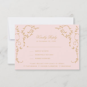 Tarjeta De Confirmación De Asistencia Ornate Vintage Pink Paris