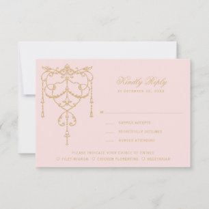 Tarjeta De Confirmación De Asistencia Ornate Vintage Pink Paris