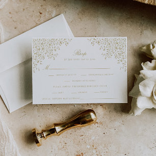 Tarjeta De Confirmación De Asistencia Oro antiguo Vintage Floral Line Art