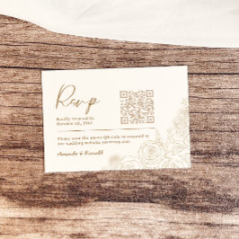 Tarjeta De Confirmación De Asistencia Oro Blanco Floral Elegante Boda