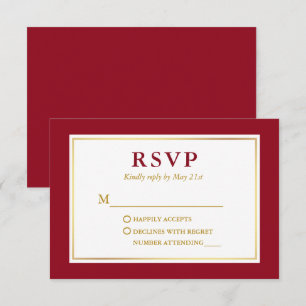 Tarjeta De Confirmación De Asistencia Oro blanco rojo elegante moderno
