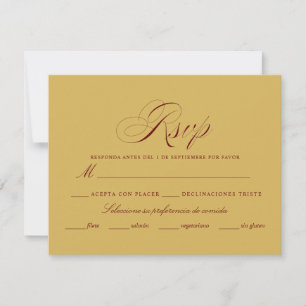 Tarjeta De Confirmación De Asistencia Oro de Nuestra Boda burgundy