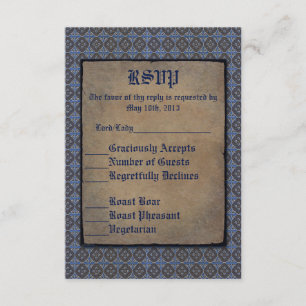 Tarjeta De Confirmación De Asistencia Oro de Quatrefoils en azul