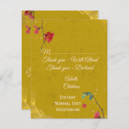 Tarjeta De Confirmación De Asistencia Oro moderno y rojo