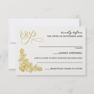 Tarjeta De Confirmación De Asistencia Oro vintage
