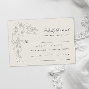 Tarjeta De Confirmación De Asistencia Orquídea Elevada Ecru Formal Tradicional Boda