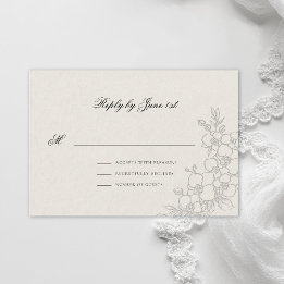 Tarjeta De Confirmación De Asistencia Orquídea Elevada Ecru Tradicional Boda Formal