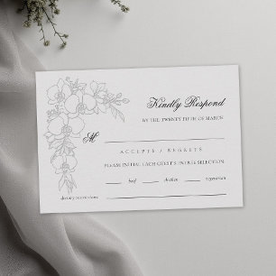 Tarjeta De Confirmación De Asistencia Orquídea Elevada Marfil Formal Boda Tradicional