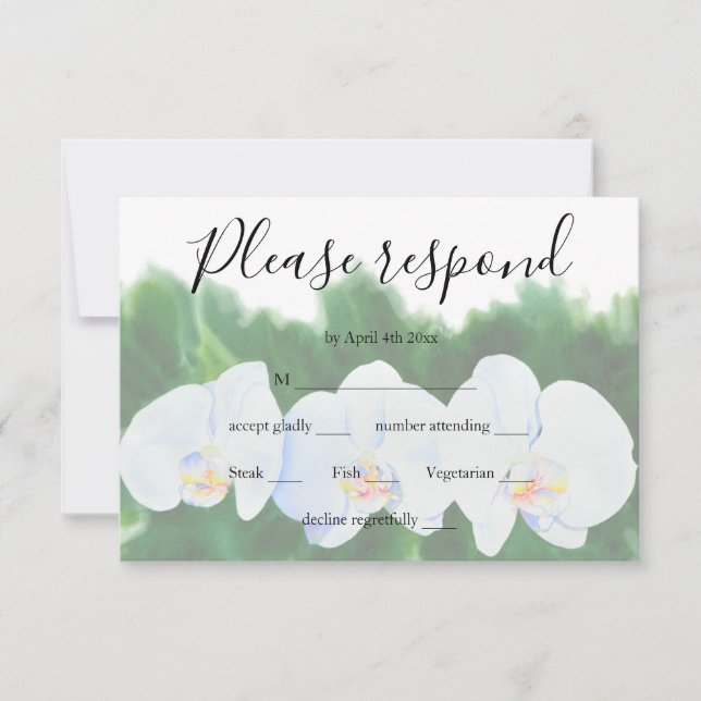 Tarjeta De Confirmación De Asistencia orquídeas blancas (Anverso)