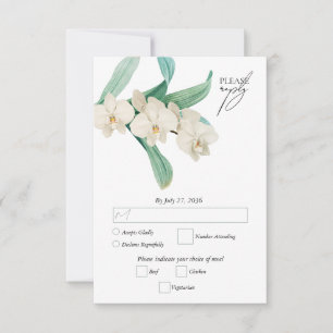 Tarjeta De Confirmación De Asistencia Orquídeas Blancas Acuarela Floral Boda