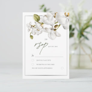 Tarjeta De Confirmación De Asistencia Orquídeas Enmarcan Boda Tropical Elegante
