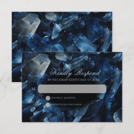 Tarjeta De Confirmación De Asistencia Oscuro Blue Boho Crystals Black Boda