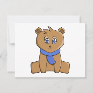 Tarjeta De Confirmación De Asistencia Oso de peluche con un pañuelo azul