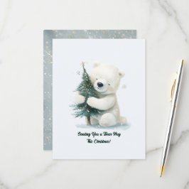 Tarjeta De Confirmación De Asistencia Oso Polar Adorable Abrazando árbol de Navidad, lin