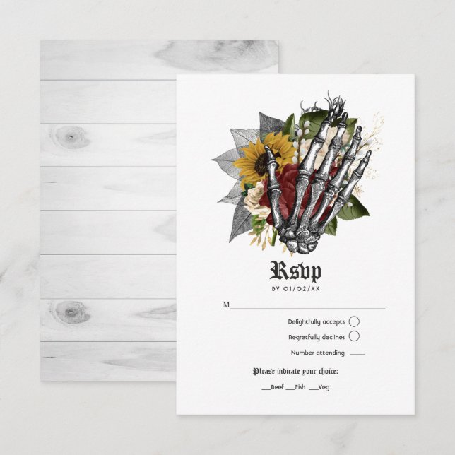 Tarjeta De Confirmación De Asistencia Otoño Caída Rústica Floral Boda Gótico (Anverso / Reverso)