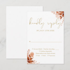 Tarjeta De Confirmación De Asistencia Otoño Caída Rústica Moda Floral Boda de oro