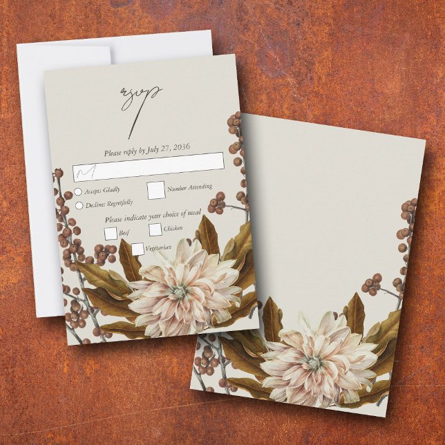 Tarjeta De Confirmación De Asistencia Otoño Floral Tones de tierra acuarela Boda otoño (Autumn Floral Earthy Tones Watercolor Fall Wedding RSVP Card)
