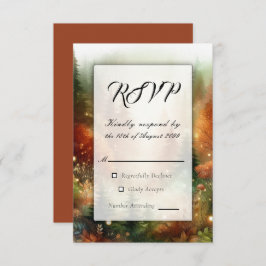Tarjeta De Confirmación De Asistencia Otoño resplandeciente en el encantado Boda foresta