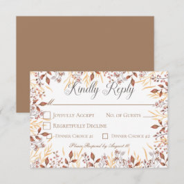 Tarjeta De Confirmación De Asistencia Otoño Rust & Brown Boho Boda moderno