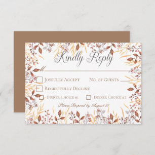 Tarjeta De Confirmación De Asistencia Otoño Rust & Brown Boho Boda moderno