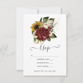 Tarjeta De Confirmación De Asistencia Otoño Rústico - Boda Floral de Otoño