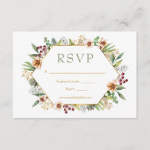 Otoño Wildflowers Watercolor Boda Gold