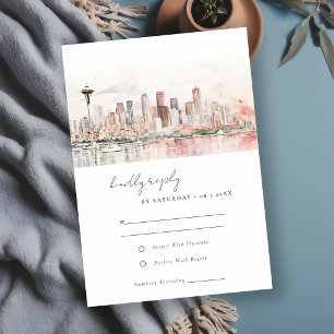 Tarjeta De Confirmación De Asistencia Paisaje de acuarela de boda en Seattle, Washington