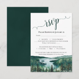 Tarjeta De Confirmación De Asistencia Paisaje de Lake Tahoe en acuarela para boda rústic