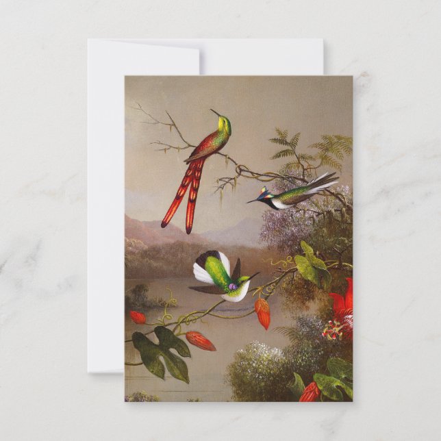 Tarjeta De Confirmación De Asistencia Paisaje tropical con 10 Hummingbirds Heade (Anverso)