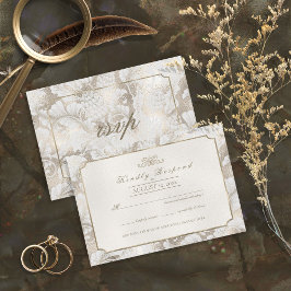 Tarjeta De Confirmación De Asistencia Paisley formal Champagne ID767