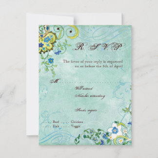 Tarjeta De Confirmación De Asistencia Paisley Modern Floral Flourin Swirl Boda