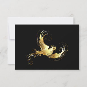 Tarjeta De Confirmación De Asistencia Pájaro Dorado sobre Fondo Negro