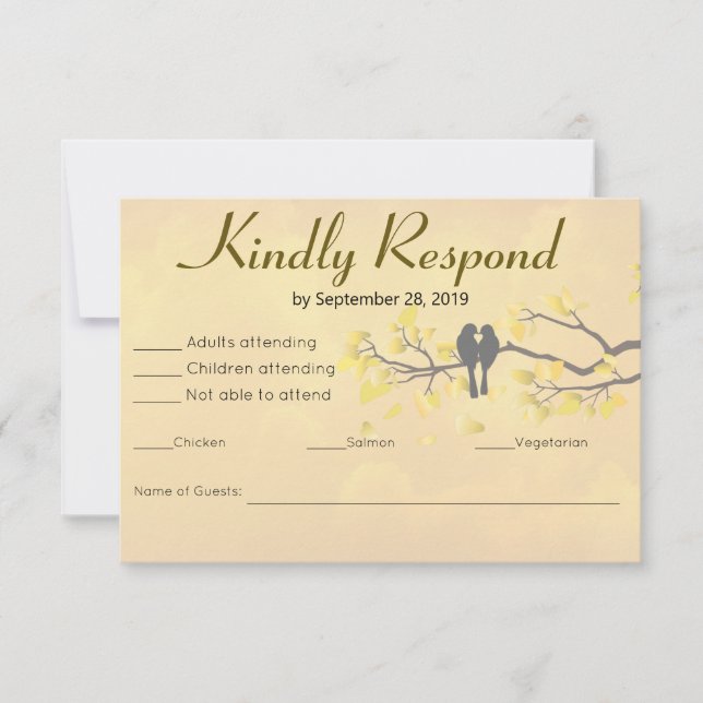 Tarjeta De Confirmación De Asistencia Pájaros de Amor 50 Aniversario (Anverso)