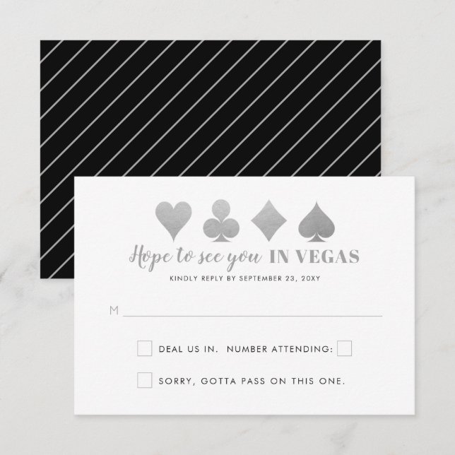 Tarjeta De Confirmación De Asistencia Palabras divertidas del Rótulo Boda de Las Vegas n (Anverso / Reverso)
