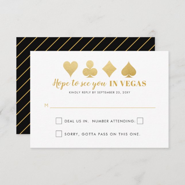 Tarjeta De Confirmación De Asistencia Palabras divertidas del Rótulo Boda de Las Vegas n (Anverso / Reverso)
