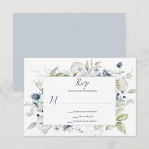 Tarjeta De Confirmación De Asistencia Pale Dusty Blue Sage Green Floral