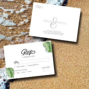 Tarjeta De Confirmación De Asistencia Palm de color de agua tropical hojas Boda Tarjeta