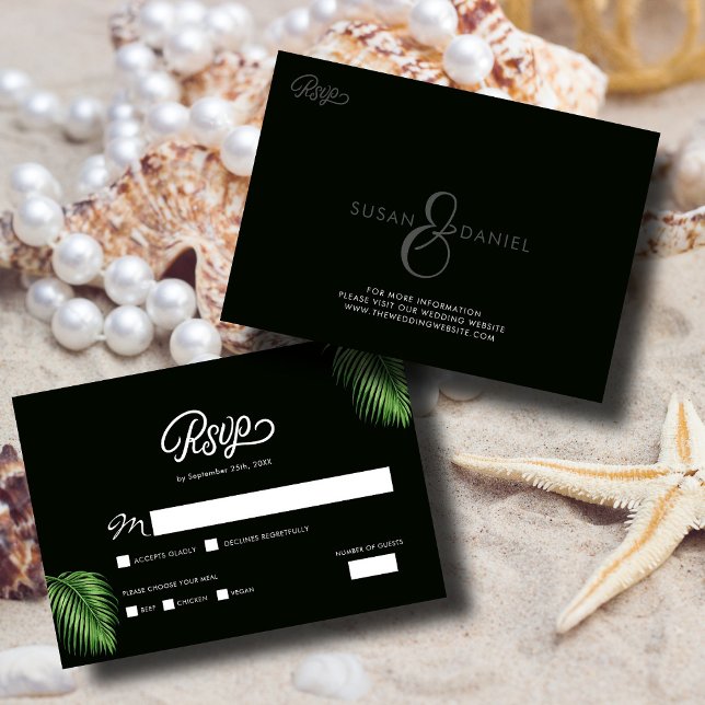 Tarjeta De Confirmación De Asistencia Palm de color de agua tropical hojas Boda Tarjeta  (Subido por el creador)