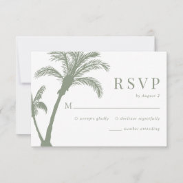 Tarjeta De Confirmación De Asistencia Palm Tree Tropical Beach Sage Green Boda