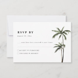 Tarjeta De Confirmación De Asistencia Palm Tree Tropical Island Minimal Beach Wedding